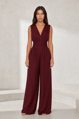 Vloeiende V-hals jumpsuit