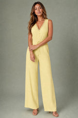 Vloeiende jumpsuit met V-hals en wijde pijpen