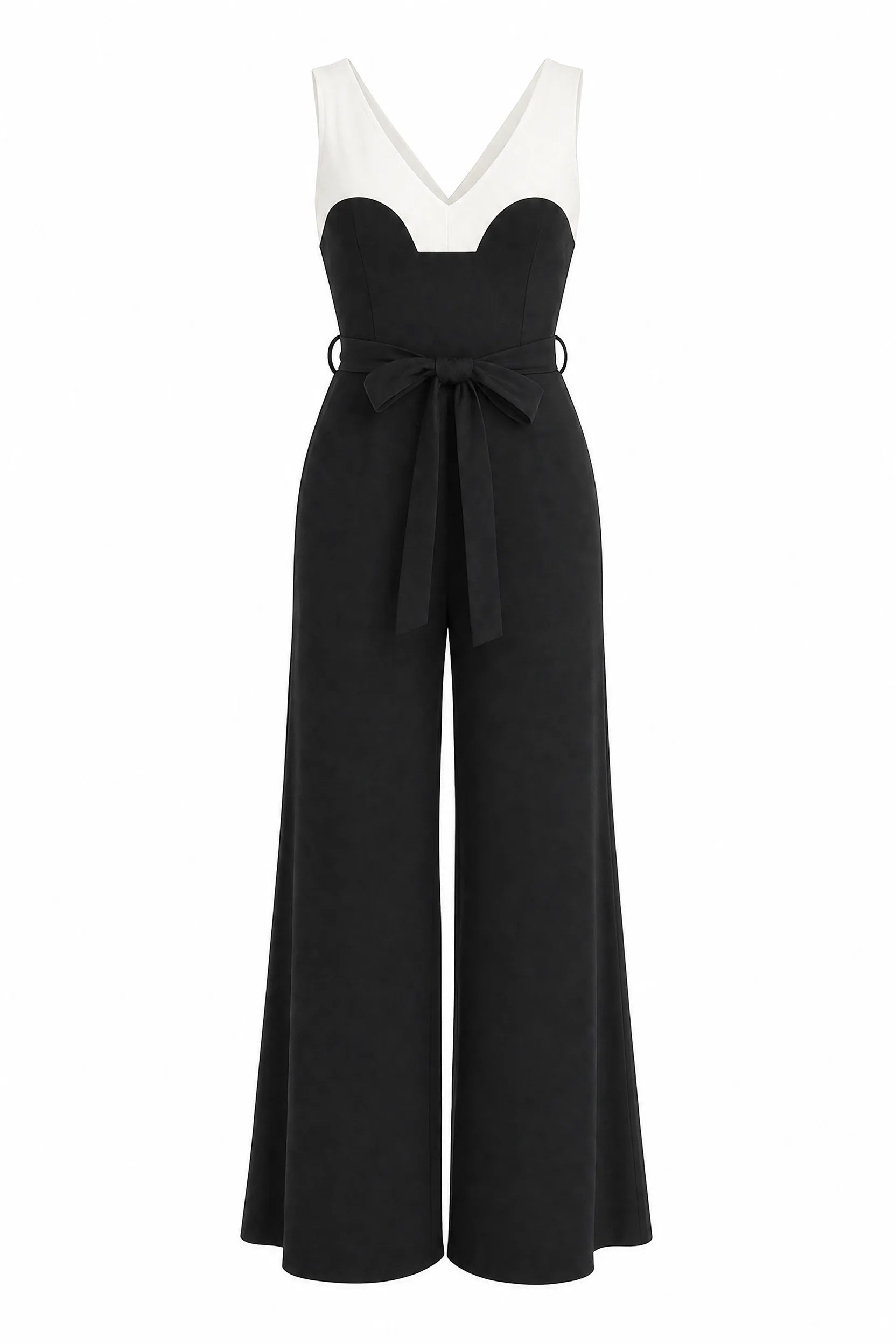 Combinaison noire et blanche col V | Lounelle Paris