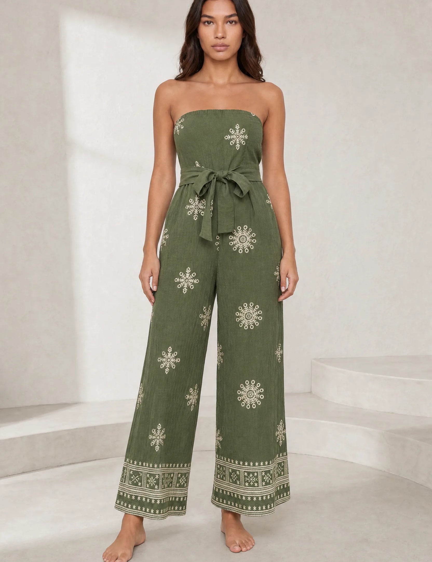 Combinaison verte bandeau dos nu | Lounelle Paris