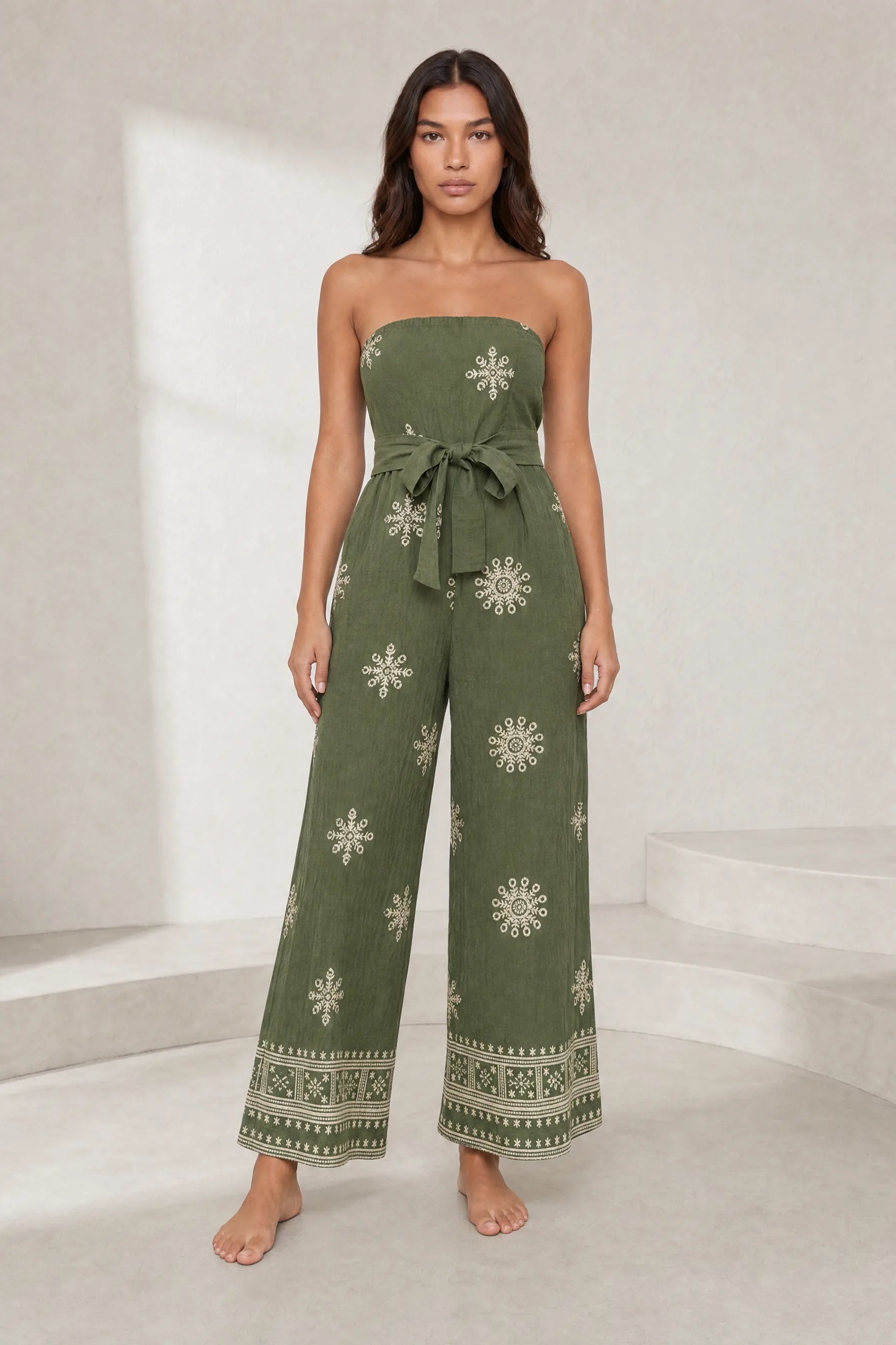 Combinaison verte bandeau dos nu | Lounelle Paris