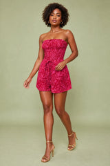 Tropische print bandeau combishort
