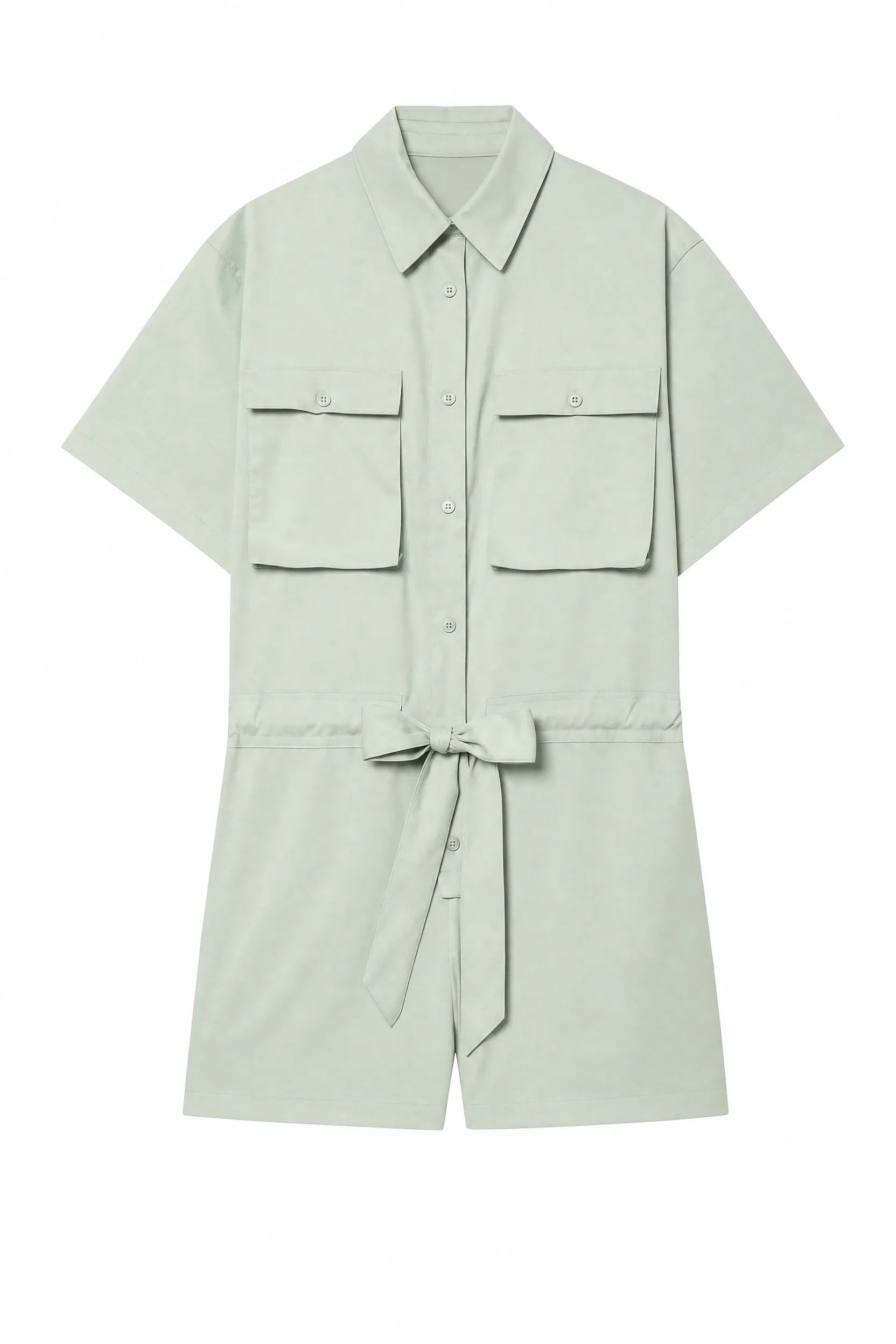 Combishort vert clair col chemise | Lounelle Paris