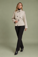 Korte ecru trench met ceintuur