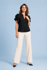 Blouse met V-hals en volantmouwen