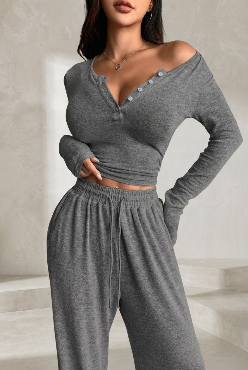Ensemble col V et pantalon large | Lounelle Paris
