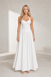 Robe longue blanche licou dos nu | Lounelle Paris