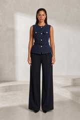 Tweed ceintuurgilet zonder mouwen