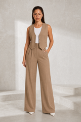 Ensemble gilet col V pantalon large