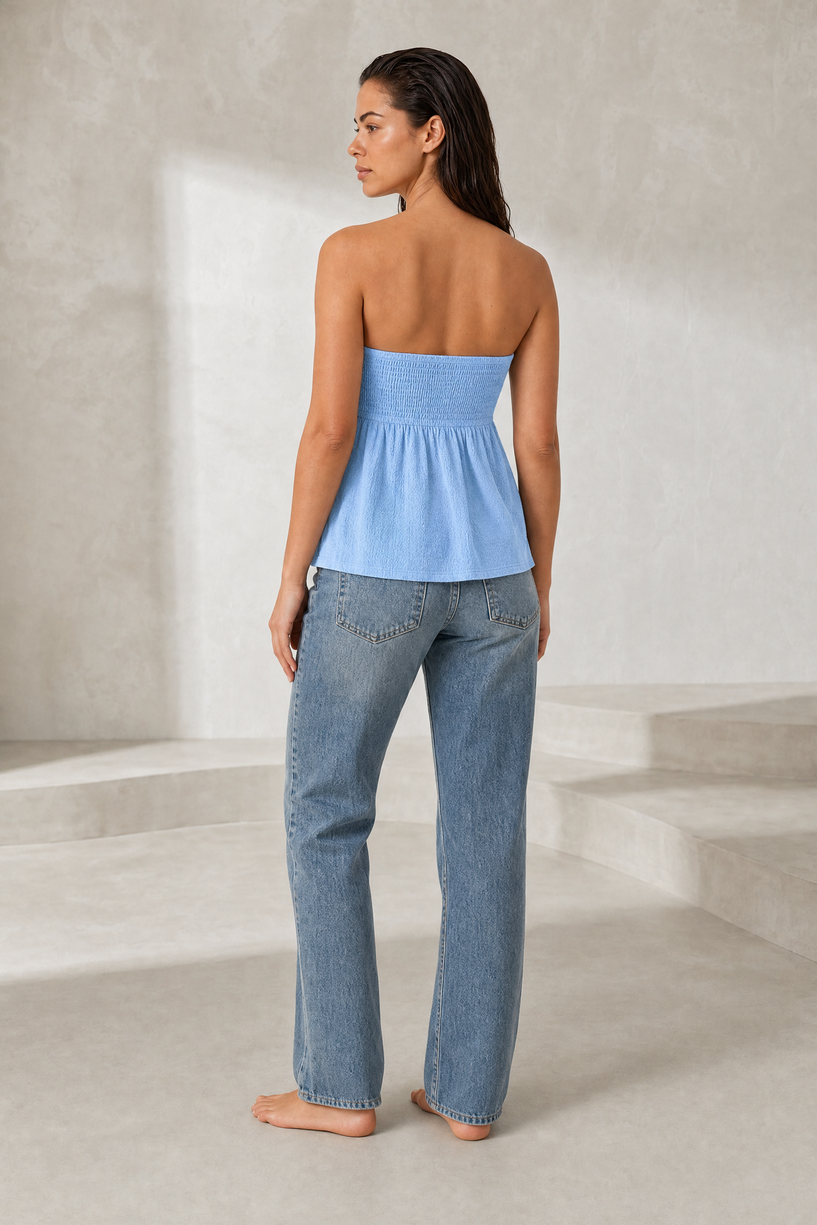 Top bandeau bleu dos nu | Lounelle Paris