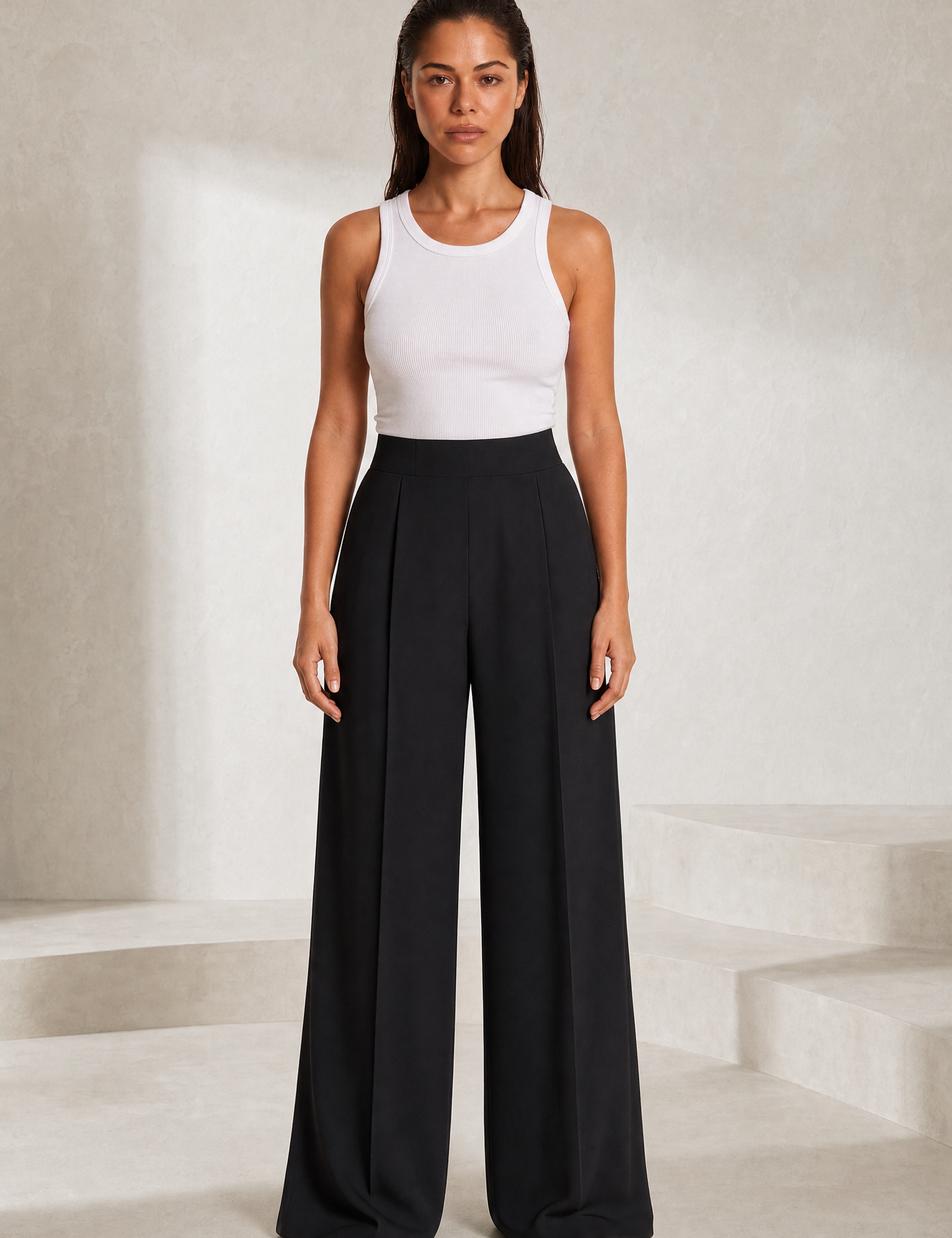 Pantalon large taille haute fluide | Lounelle Paris