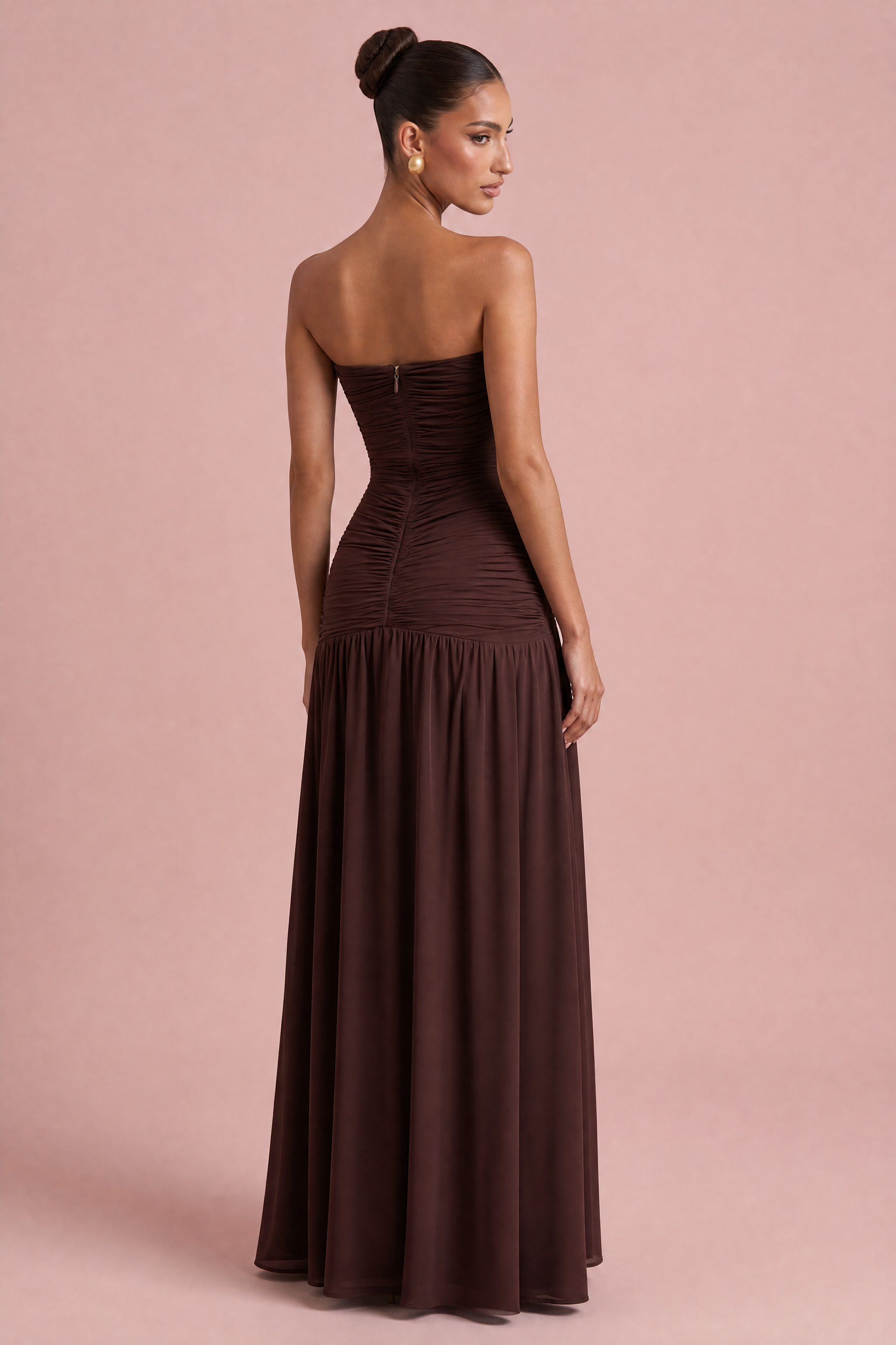 Robe longue bustier fente haute vue arrière du produit