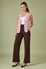 Gewatteerd printgilet met V-hals