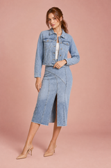 Jeansjack en midirok set