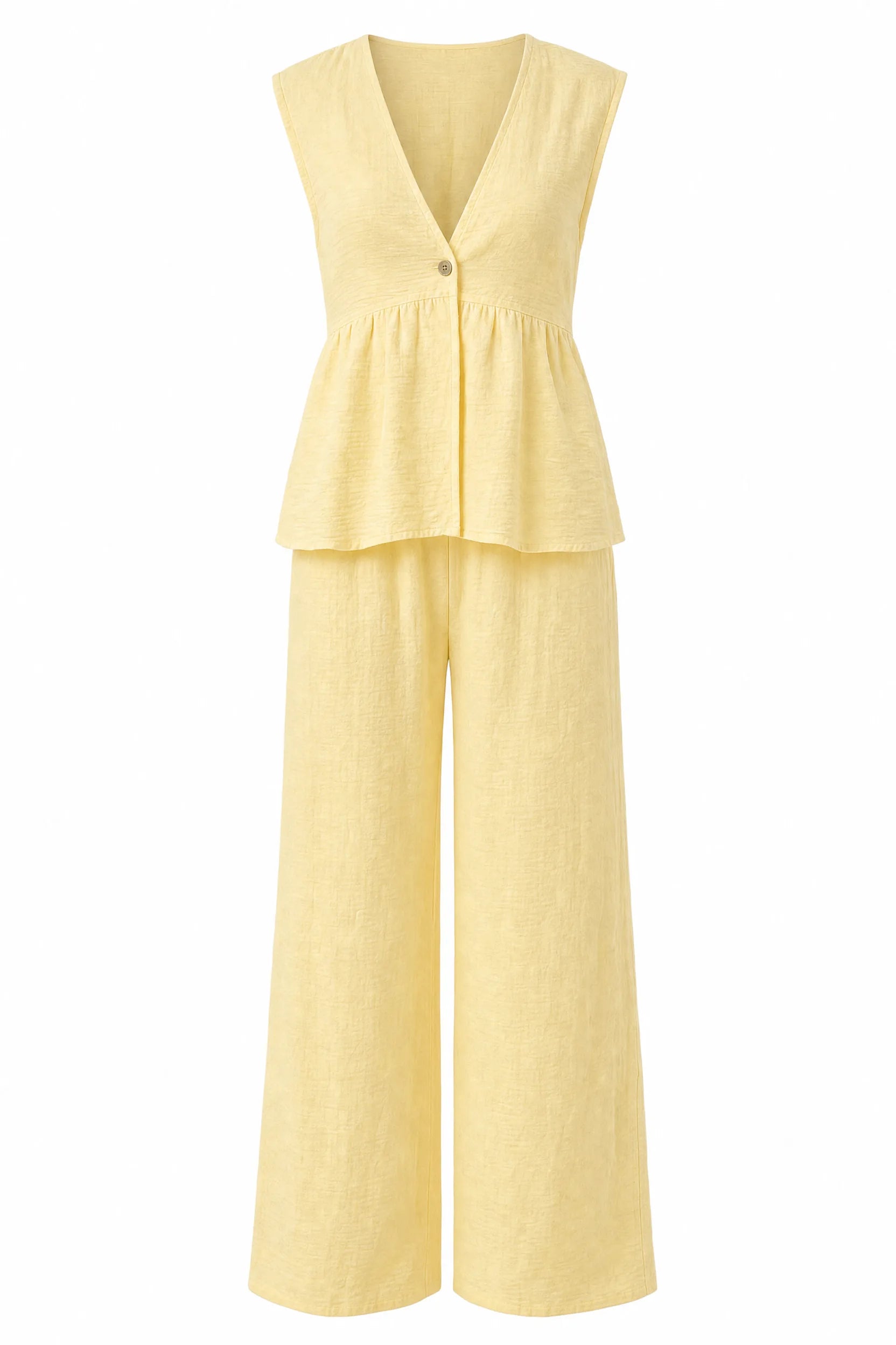 Ensemble pantalon jaune col V | Lounelle Paris