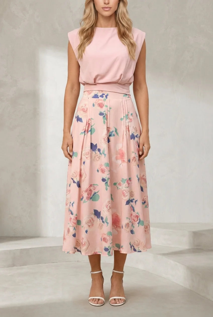 Ensemble rose floral taille haute | Lounelle Paris