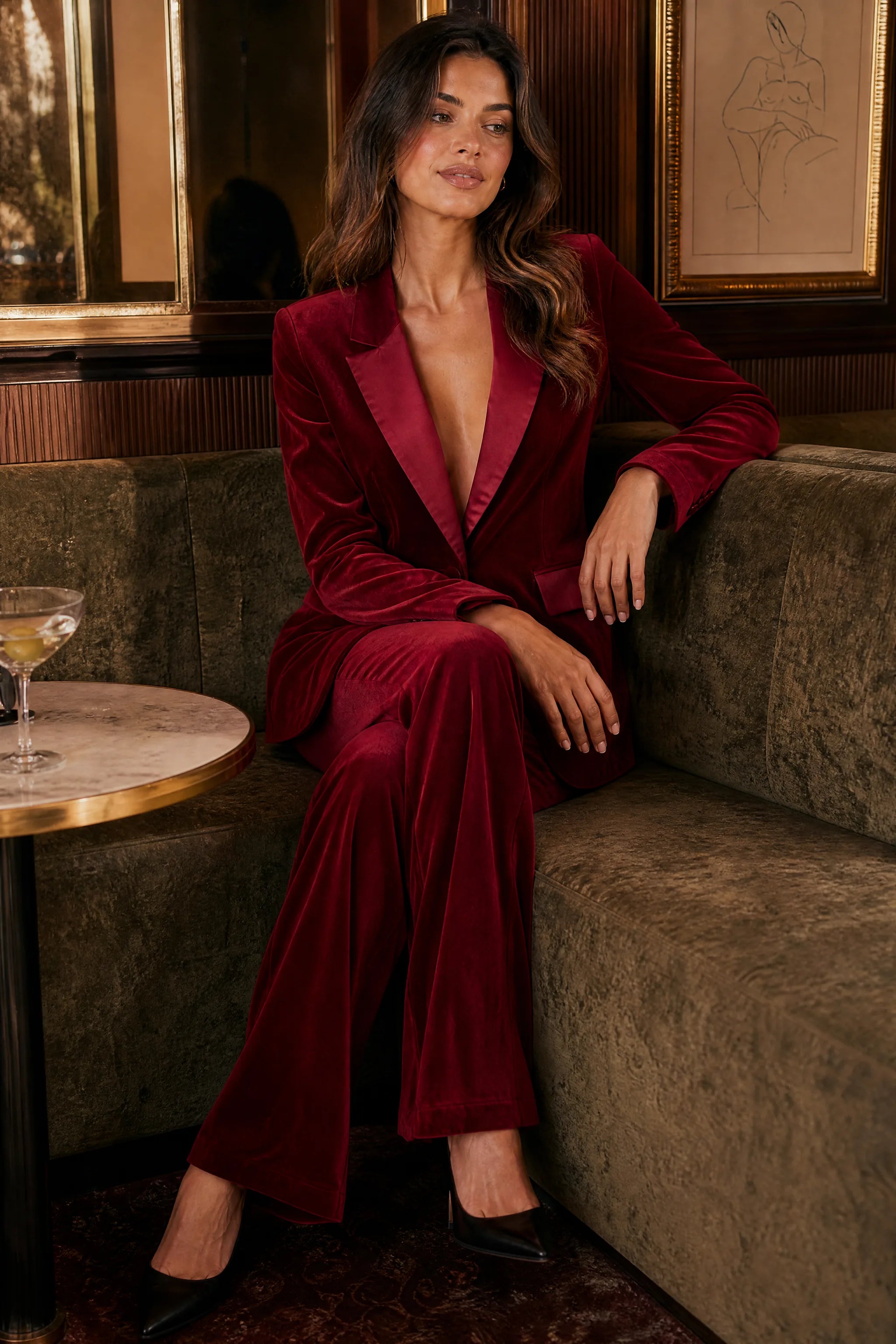 Ensemble velours revers satinés | Photo lifestyle | Lounelle Paris