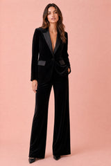 Velours ensemble met satijnen revers