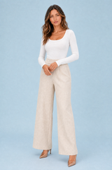 Wijde broek met hoge taille en knopen