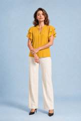 Blouse met V-hals en volantmouwen