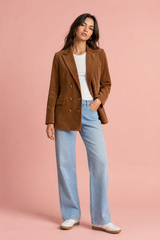 Ribfluwelen midi-blazer