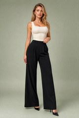 Hoge taille wijde broek