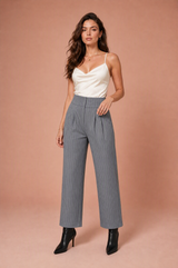 Hoge taille gestreepte broek