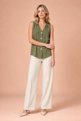Mouwenloze V-hals blouse