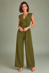 Vloeiende broekjumpsuit met V-hals