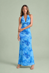 Lange jurk met open rug print