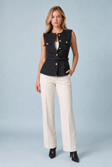 Tweed ceintuurgilet zonder mouwen