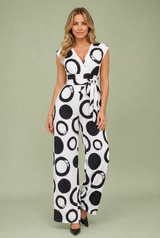 Geprinte jumpsuit met V-hals en hoge taille