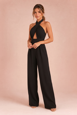 Halternek jumpsuit blote rug