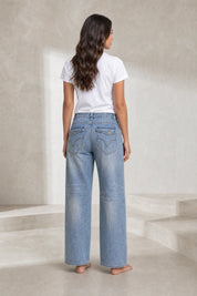 Jean bleu ample taille mi-haute | Lounelle Paris