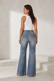 Jean bleu taille haute évasé | Lounelle Paris