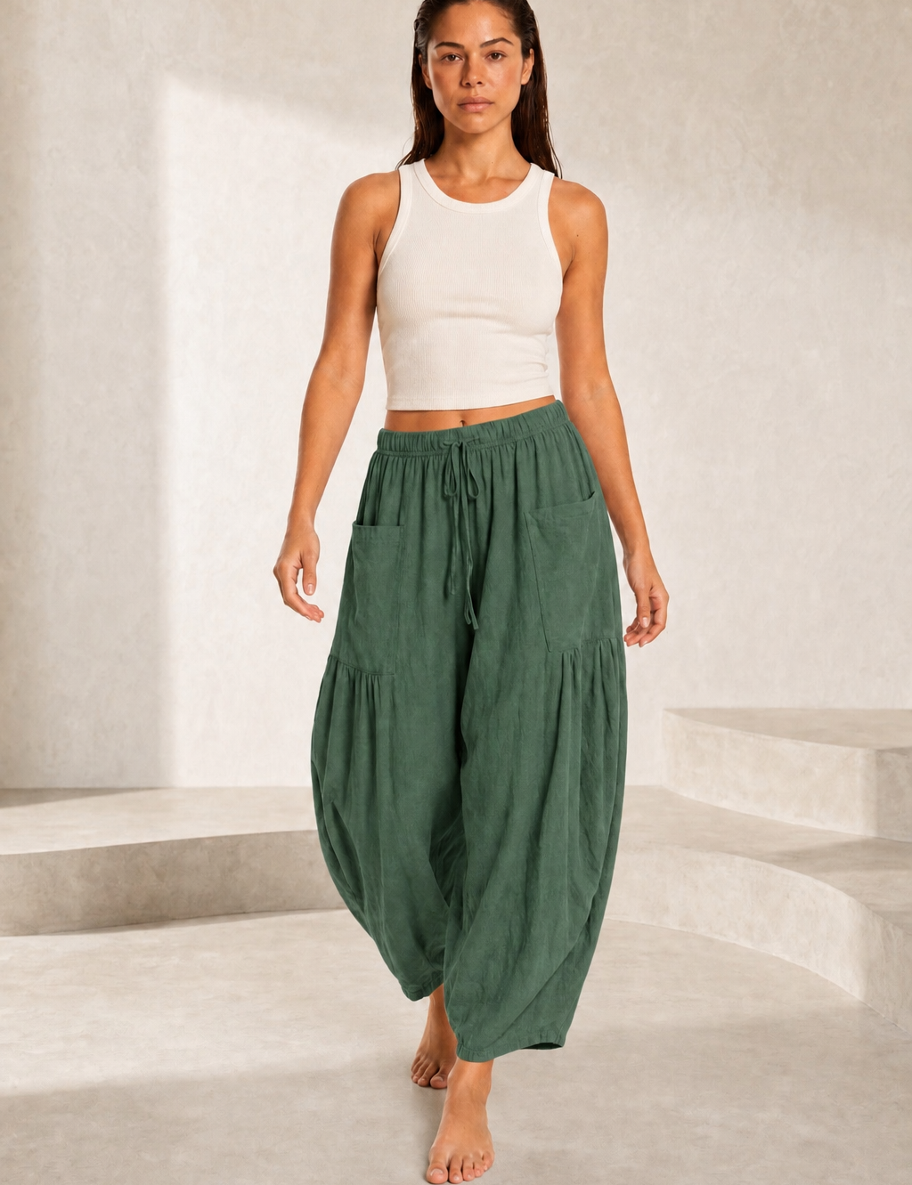 Pantalon large taille haute plissé | Lounelle Paris