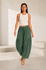 Pantalon large taille haute plissé