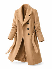 Manteau long ceinturé à col tailleur | Lounelle Paris
