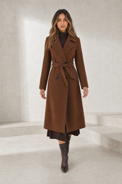 Manteau long marron ceinturé | Lounelle Paris