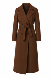 Manteau long marron ceinturé | Lounelle Paris