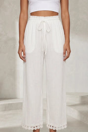 Pantalon blanc ample taille haute | Lounelle Paris