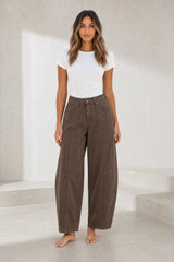Pantalon cargo ample taille mi-haute