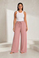 Pantalon fluide large taille cordon
