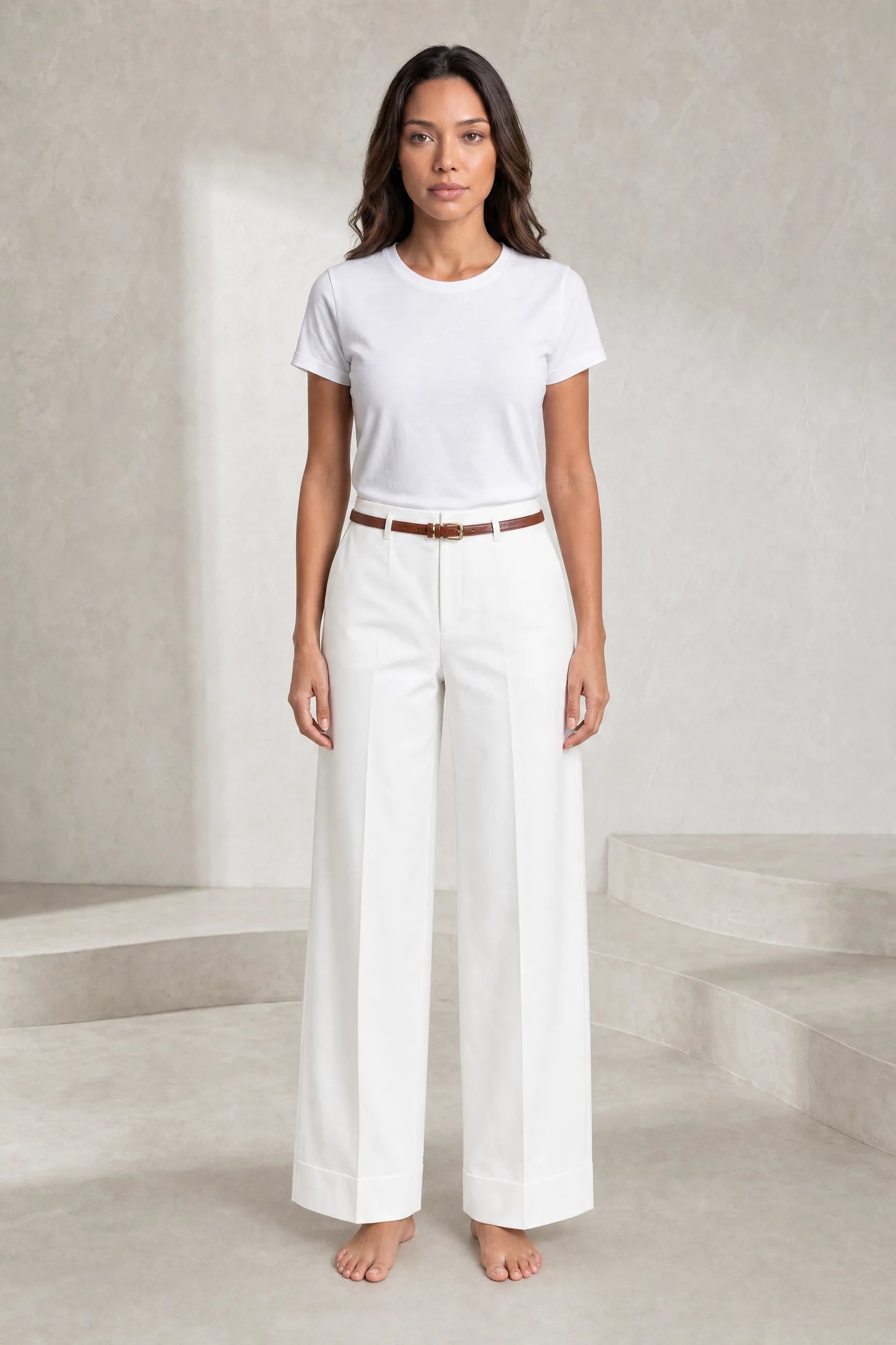 Pantalon large ceinturé taille mi-haute | Lounelle Paris