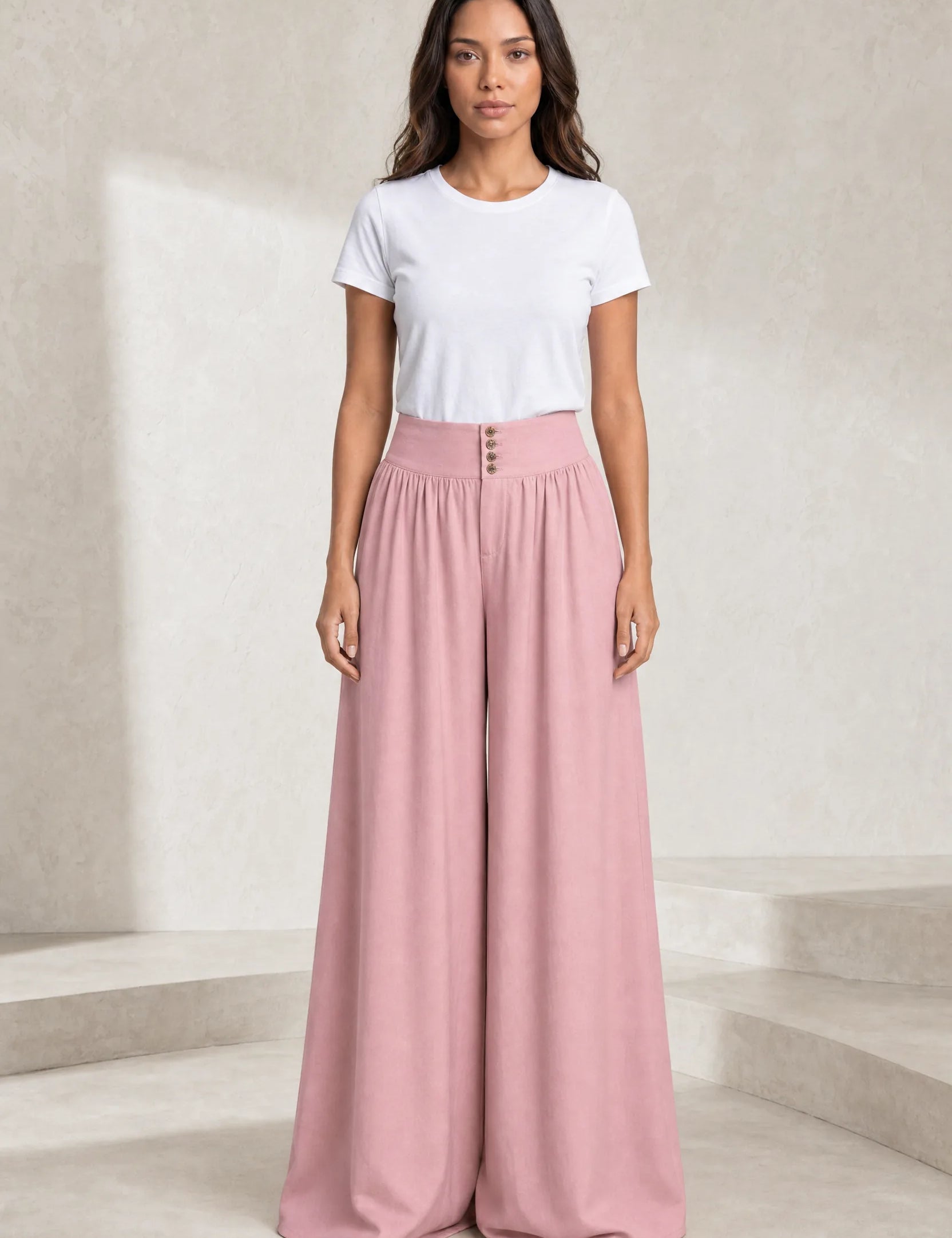 Pantalon large plissé taille haute | Lounelle Paris
