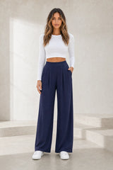 Pantalon large taille haute