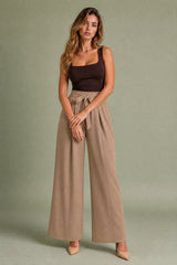 Hoge taille wijde broek met split