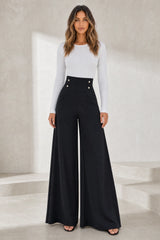 Pantalon large taille haute fluide