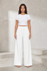 Pantalon large taille haute plissé