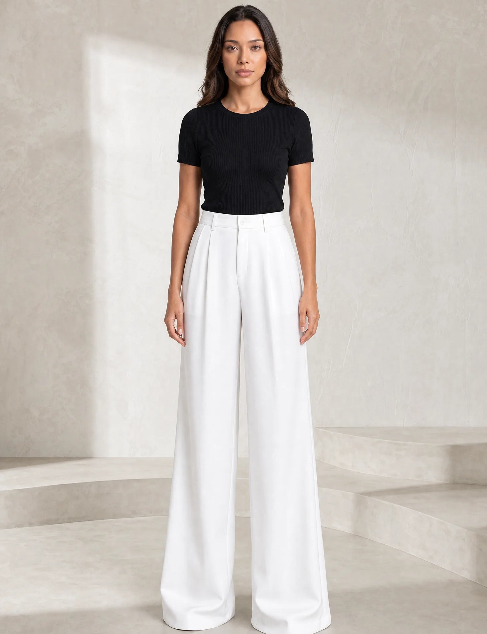 Pantalon taille haute jambes larges | Lounelle Paris